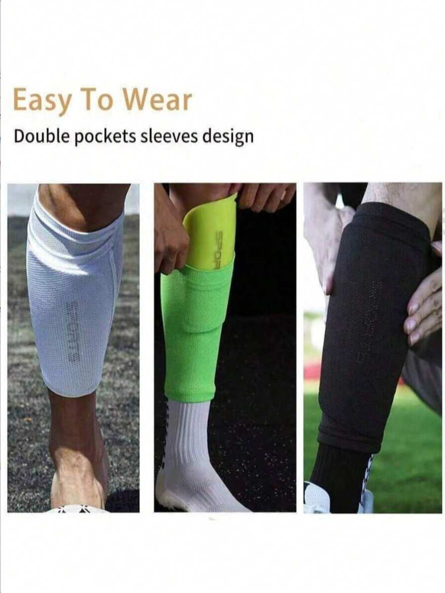 2pcs/Set Football Shin Guards Combo, Double-Layer Leg Warmers With Shin Pads, Suitable For Football Matches - Multicolor - View 1