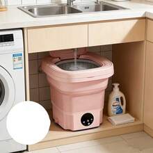 mini lavadora plegable portátil: capacidad de 9 L, semiautomática, 3 modos de limpieza profunda, función de centrifugado suave, adecuada para viajes en RV y campamentos. - Rosa - Ver 6