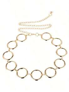1pc Personalized Geometric Circle Single Layer Body Chain, Simple Punk Metal Waist Chain Women - Bạc - Xem 8