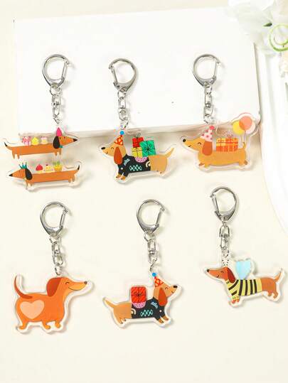 Bộ 6 móc khóa hình chó Dachshund, mặt dây chuyền hình chó Dachshund đáng yêu, đồ trang trí tiệc sinh nhật, đồ trang trí hình chó Dachshund, đồ dùng tiệc theo chủ đề chó Dachshund, đồ trang trí phòng, đồ trang trí nhà cửa, quà tặng nhỏ bỏ vào túi quà, mặt dây chuyền trang trí ba lô, phụ kiện điện thoại di động, đồ trang trí gói quà, thời trang nữ, trang trí đám cưới, trang trí tiệc mừng em bé, quà tặng nhỏ bỏ vào túi quà sinh nhật, đồ trang trí sinh nhật, quà lưu niệm tiệc tùng.