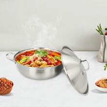 304 Stainless Steel Wok With Lid & Steamer Rack, 12.6in 5-Ply Composite Steel Cooking Pan. Riveted Handles, Induction & Gas Stove Compatible, Dishwasher  Multipurpose Pot For Frying, Steaming, Boiling & Hot Pot - View 1