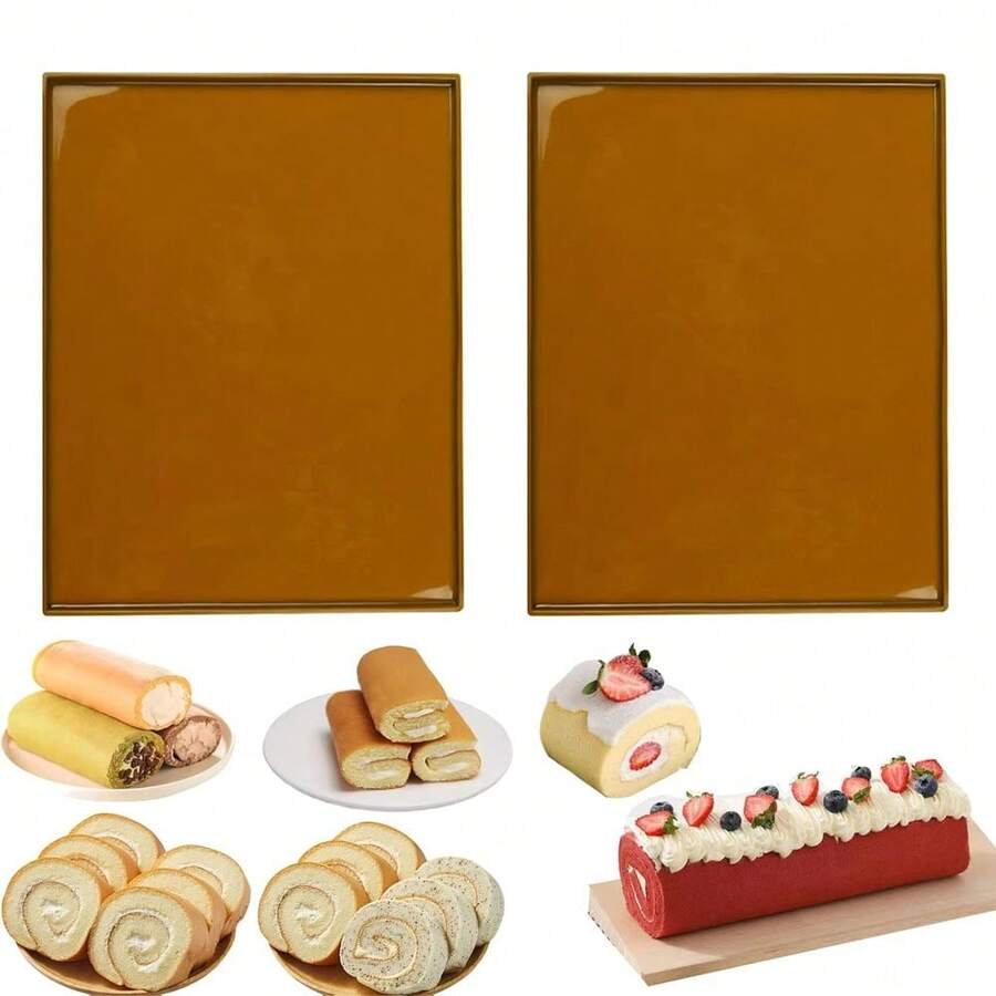 1/2 tấm lót silicon làm bánh cuộn Thụy Sĩ - Tấm lót nướng silicon, khuôn bánh cuộn thạch, viền silicon chống dính, tấm lót bánh silicon dễ vệ sinh, thích hợp cho bánh cuộn Thụy Sĩ, bánh ngọt, thạch, bánh quy (Màu nâu) - màu nâu - Xem 1