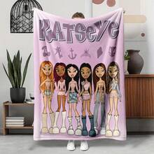 1PC KATSEYE Movie Poster Flannel Throw Blanket 50"X60" (Multiple Sizes) - Pink Filter Group Portrait & Directed By HYBE, Tapestry Wall Hanging, Room Decor, Perfect For Sofa, Bed, Office, Movie Poster Gift - multicolour 11 - 查看 3