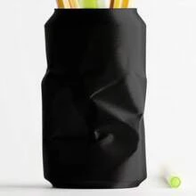ORIZZONTE Moderner, dekorativer Stiftehalter in Form einer zerdrückten Dose – Originelles Design mit realistischer Textur – Schreibtisch-Organizer für Büro und Arbeitszimmer – Geschenkidee für Zuhause/Büro – 100 % Made in Italy, Versand aus Italien - Schwarz - Übersicht 5