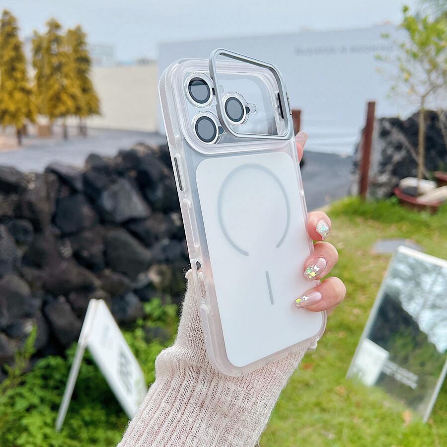 1 chiếc (bao gồm cả miếng dán bảo vệ ống kính) Giá đỡ ống kính, khung màu tương phản, viền mờ, chống trượt, ốp lưng điện thoại thoải mái cho Apple 17 Pro Max/16/15/14/13/12/11