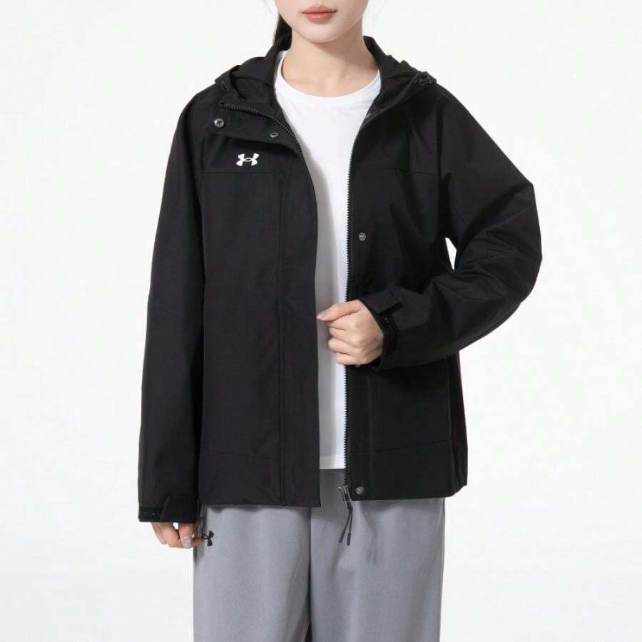 Under Armour Woven Hooded Jacket, Comfortable Loose Casual Sports Outerwear For Commuting, 23600402-001 - Black - View 1