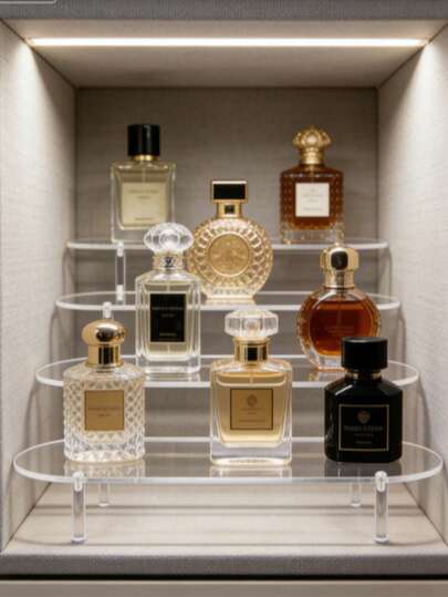 1pc Transparent Acrylic Tiered Display Stand, Versatile Desktop Acrylic Organizer For Figurines, Perfumes, Cosmetics, Accessories.Multi-Layer Organizer Transparent Display Stand Cake Stand Perfume Rack,Home Storage Display Stand Jewelry Cosmetics Display Stand