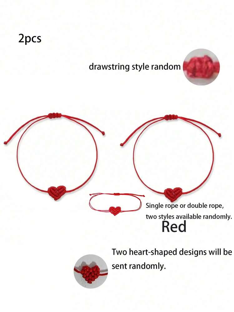 Pulsera tejida ajustable con forma de corazón - Accesorio de , apto para hombres y mujeres, ideal para cumpleaños, bodas y ocasiones de fiesta, pulsera con forma de corazón, diseño de moda, Día de San Valentín, decoración del hogar y de la boda, aniversario de boda, pulsera para parejas - Multicolor - Añade 12