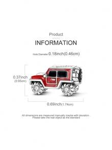 1 件原创设计银色冒险主题红色汽车吊坠，镶嵌闪亮高品质立方氧化锆，适合欧洲手链，低过敏性，意义非凡的礼物，可用于纪念旅行里程碑、新的开始或退休，非常适合送给她、他或即将踏上新旅程的挚友，用象征勇气和对未来充满期待的吊坠提升您的手链叠戴体验。 - 銀色 - 查看 4