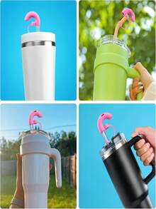 2pcs/1pc Reusable Anti-Wrinkle Silicone Straw Caps, Side Suction Silicone Straw Covers, Suitable For 10mm Stainless Steel, Metal, Glass Straws - Multicolor - View 8