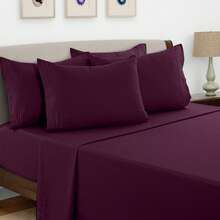 LUX DECOR 6-Piece Embroidered Bed Sheet Set – Brushed Microfiber Material, Deep Pocket Design, Lightweight & Breathable For Everyday Use – Graduation Gifts, Home Decor, Winter Vibes, Sleep Protection For Dorms, Student Beds, Back‑To‑School Gift, Christmas Decor, New Year Vibes - 李子 - 查看 2