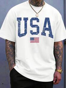 Usa American Flag T Shirt Patriotic Usa Design For Men And Women Casual Wear Independence Day Fourth Of July Celebration Graphic Tee - 白色 - 查看 1