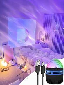 1 pieza Luz Proyector de Nebulosa, Luz Proyector de Aurora LED, Alimentado por USB, Con Control Remoto, Adecuado para Decoraciones de Fiesta, Decoraciones de Vacaciones, Decoraciones de Dormitorio, Decoraciones de Sala de Estar, Decoraciones de Boda, Decoraciones de Cumpleaños y Decoración del Hogar - Proyector de auroras - Ver 3