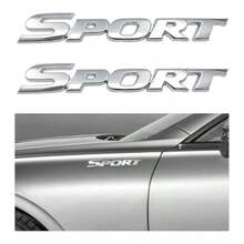 2 PCS 3D Metal Car Sport Sticker -Plated Personalised Sport Emblem Car Tailgate Decal Sticker For SUVs Sedans RVs Automotive Side Fender Rear Adhesive Emblem Badge Decals In Silver Durable Decorative Application For Vehicle Exterior Enhancement - -silver- - View 1