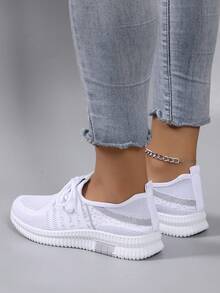 STEPREACH 春季新款女士运动鞋，时尚透气轻便防滑休闲运动鞋，平底乐福鞋 - 白色 - 查看 4