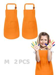2pcs Adjustable Children's Art Apron, Boys & Girls Cooking Apron With Pockets, Suitable For Kitchen, Lab Activities, Painting And Baking Crafts - Multicolor - View 25