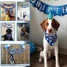 Decoraciones para fiesta de cumpleaños de mascotas, que incluyen pancarta, globos con huellas de pata, sombreros, baberos y pajaritas, adecuados para celebrar el cumpleaños de un perro - Multicolor - Ver 6