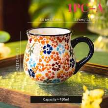 1pc Handpainted Ceramic Coffee Mug, Creative Handcrafted Ceramic Cup, Classic Beverage Cup With Handle, Suitable For Hot Or Cold Drinks, Summer & Winter Tableware, Halloween, Christmas, Wedding, Birthday, Valentine's Day Gift - Multicolor - View 14