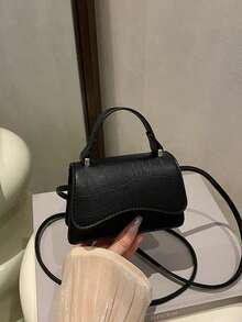 Women's Korean Style Minimalist Chic Shoulder Crossbody Bag, Mini Square Bag, Elegant Casual Lipstick Bag, New Fashion - Black - View 10