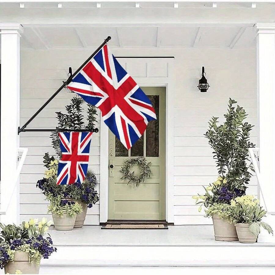 Wandmontage Teleskop Flagge Pole, Aluminium mit Gold Ball Top, drehender Halter für Home Garden Outdoor - Schwarz - Übersicht 1