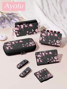 Ayotu 樱花图案游戏机外壳及配件套装，兼容Switch/Switch OLED/Switch Lite，包含保护壳、收纳袋、主机外壳、主机防尘罩、游戏卡盒、手柄握把等。适合作为圣诞节、春日浪漫、情人节、开学季等场合的礼物。 - 彩色 - 查看 2