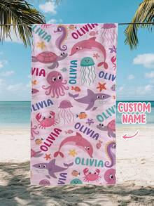 Personalized Children's Beach Towel, Perfect Summer Birthday Gift, Suitable For Various Summer Occasions. Customizable Beach Towel And Accessories, Applicable For Beach, Swimming Pool, Travel, Camping, Yoga And More. - Multicolor - View 6