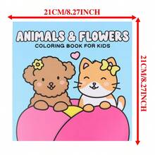 Livre de coloriage pour enfants best-seller Chiots mignons, chatons et motifs de fleurs Lignes larges faciles à colorier Développer la concentration et la créativité Essentiel pour la maternelle/la maison Cadeau idéal pour l'anniversaire d'un bébé - Pièce unique - Voir 5