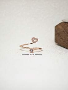 1pc Minimalist Hollow Heart Design Open Ring, Suitable For Daily Wear, Dates And Gifts - Rose Gold - View 2