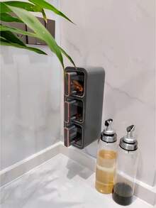 1 pieza Caja sellada para especias, caja multicompartimento para condimentos, a prueba de humedad y polvo, desmontable y fácil de limpiar, apilable para almacenar sal, azúcar, salsa, vinagre y especias. Organizador de cocina [Con cuchara] - Multicolor - Ver 7