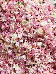 21pcs/Set Floral Waterfall Set, Mixed Pink Artificial Flowers And 1 Roll Transparent Ribbon, Fake Flower Decor, DIY Props For Wedding Party, Valentine's Day, Bridal Shower, Birthday Room Decoration (Flower Color Random) - Multicolor - View 11