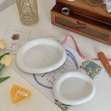 6-Inch/8-Inch Jewelry Tray, Ceramic Makeup Storage Dish, Jewelry Organizer Plate, Small Space Organizing Plate, Photography Prop Plate, Cake & Dessert Plate - White - View 6