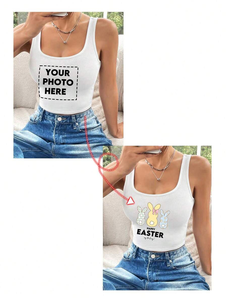 World Cup 2026 Sports Customizable Women's Vests; Add Your Own Pictures And Choose Your Favorite Photos.. White - White - View 1