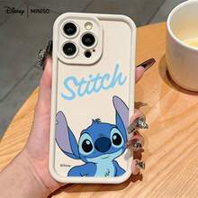 Miniso 迪士尼史迪奇图案iPhone手机壳，适用于iPhone 17/17 Pro/17 Pro Max/17 Air/16/15/14/13/12/11/X系列，iPhone 17 Pro Max手机壳，iPhone 17 Pro手机壳，iPhone 17手机壳，圣诞礼物，女友，被选中的人，初秋时尚 - 白色 - 查看 3