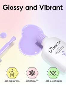 PEACECOLOR 1 Bottle 10ml Macaron Color Series Sweet Jelly Nail Polish, Glass Bottle Soak-Off UV LED Gel Nail Polish, Suitable For Beginners Home DIY Manicure Salon Use, Women Nail Care Gift - Multicolor - View 4