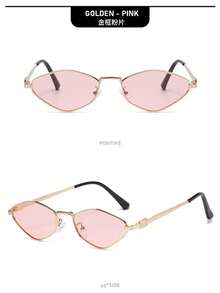 1 Pair Unisex Classic Metal Geometric Design Fashionable Eyeglasses, Suitable For Runway, Street Style, Dating, Daily Wear, Travel - Gold - View 7