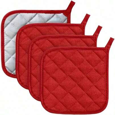 4pcs Pot Holders For Kitchen Set ,Baking Cotton Made Machine Washable Heat Resistant Potholder Hot Pads, Trivet Sets For Cooking & Baking Kitchen Everyday Basic Accessories,Kitchen Essentials