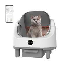 Caja de Arena Automática Autolimpiable para Múltiples Gatos – Control por APP con Monitorización en Tiempo Real, Diseño de Tapa Abierta, Sistema Antiolores, Gran Capacidad de 96L y Sensor de Seguri-dad Infrarrojo - Tipo de Enchufe A USA (110-127V) - Ver 1