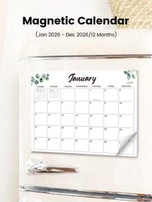 Trees 2026年磁性冰箱贴日历 - 12个月计划表，配有12个可拆卸的大日期框，适用于提醒事项和膳食计划，是工作、家庭、办公室、学习等场合的理想礼物。 - 彩色 - 查看 5