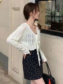 Y6Y- Spring New French Romantic White Hollow Out Lightweight Cover Up For Women - White - View 3