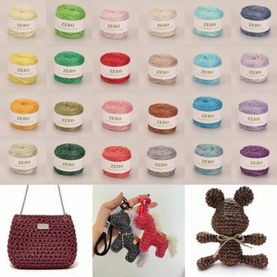 1pc 100g Metallic Yarn, DIY Silver Glitter Thread Crochet Lace Cord Round Strand Line For Bag, Hat, Doll Handcraft, 1.5MM Thick