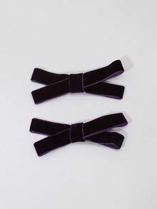 2个装女士丝绒蝴蝶结发夹，优雅可爱，适合日常佩戴、派对装扮、舞会、情人节等场合，是发饰、发夹、发爪夹、发卡、上学、大学、冬季女装的理想之选。 - 藏蓝色 - 查看 9