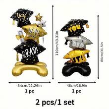 2 đế mũ tốt nghiệp khổng lồ bơm hơi, thích hợp để trang trí tiệc tốt nghiệp, bóng bay tráng bạc cho lễ tốt nghiệp đại học. - Xem 4