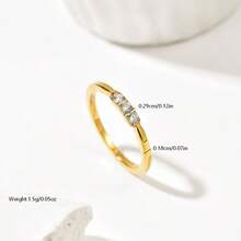 1枚经典简约水钻不锈钢戒指，蝴蝶和仿珍珠开口戒指 - 金色 - 查看 3