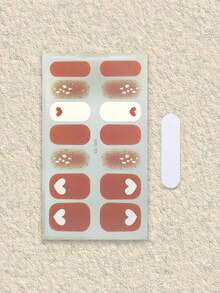 Waterproof Self-Adhesive Nail Art Stickers Set, Fresh Designs Suitable For Autumn/Winter Nail DIY - Brown - View 3
