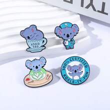 Cute Cartoon Koala Enamel Badge Set - Coffee Mug Shaped With Slogan For Medical Staff, Interesting Creative Brooch Badge Suitable For Backpacks And Bags Decoration, Anime Badges, Holiday Gifts, Jacket Badges, Cute Core, Nurse ID Card Holder, Various Styles Of Clothing Accessories, Badges, Metal Badge Gifts Holiday Clothes Hats Accessories Brooches - one-size - View 7