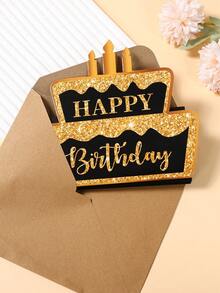 一套黑色金色“生日快乐”折叠钞票卡片及信封，粉色金色生日蛋糕图案折叠钞票卡片，生日派对惊喜现金小礼物，周年纪念折叠钞票卡片，生日庆祝现金装饰，生日派对装饰，“生日快乐”折叠钞票卡片及信封 - 赠送现金礼物的趣味方式，生日装饰，生日礼物，派对小礼品 - 黑金生日蛋糕 - 查看 7