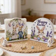 1/4pcs Easter Acrylic Napkin Stand With Bunny, Eggs And "Happy Easter" Design And Freestanding Tissue Holders; Perfect As A Centerpiece For Your Kitchen Table. - Multicolor - View 7