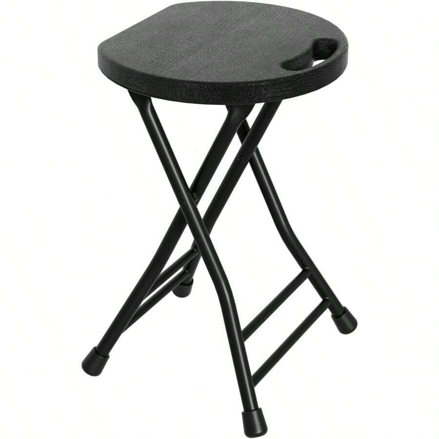 18 Inch Folding Stool With Handle – 500LBS Capacity Portable Collapsible Stool With Non-Slip Feet, Heavy-Duty Steel & Plastic For Indoor & Outdoor Use – Black - 18-inch Black - View 1