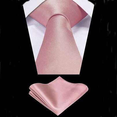 طقم رجالي من ربطة العنق ذات اللون الأحادي بعرض 8 سم وجيب المنديل، طقم ربطة عنق وجيب منديل من القماش الساتان، ربطة عنق للأعمال، جيب منديل