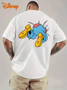 Disney Men's Casual T-Shirt, Double-Sided Goofy Print, Funny Breakthrough Design, Comfortable Soft Fabric, Perfect For Fans & Daily Wear - 白色 - 查看 2
